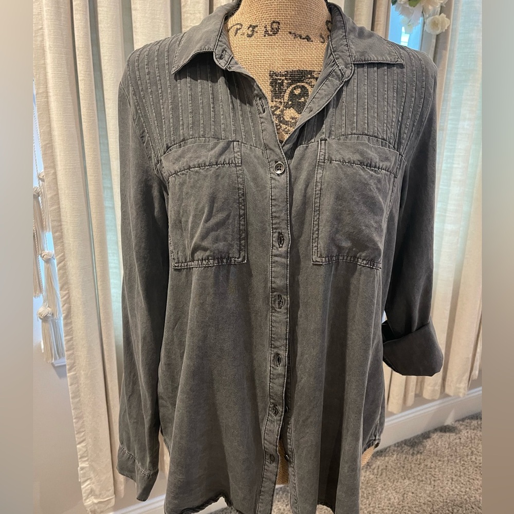 Faded black button-down shirt